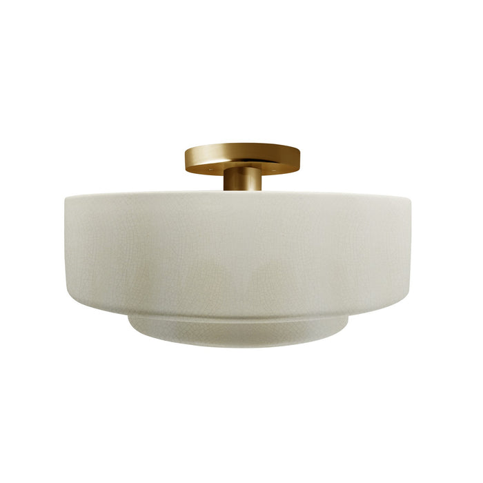 Justice Designs CER-6363-CRK-BRSS One Light Semi-Flush Mount, White Crackle
