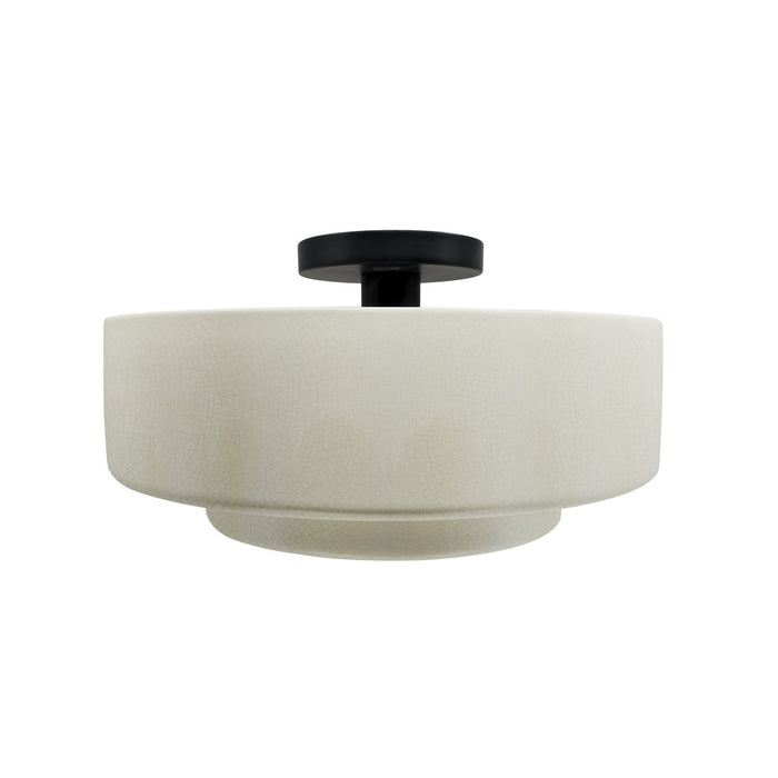 Justice Designs CER-6363-CRK-MBLK One Light Semi-Flush Mount, White Crackle