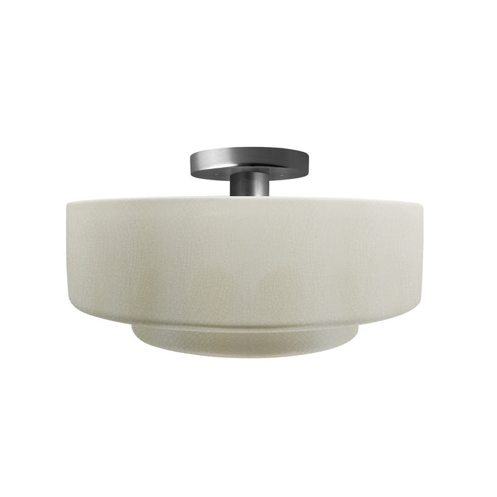 Justice Designs CER-6363-CRK-NCKL One Light Semi-Flush Mount, White Crackle