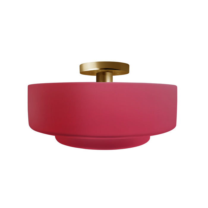 Justice Designs CER-6363-CRSE-BRSS One Light Semi-Flush Mount, Cerise