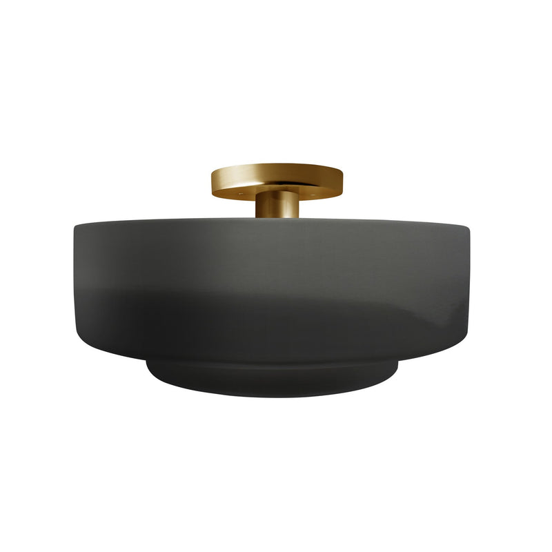 Justice Designs CER-6363-GRY-BRSS One Light Semi-Flush Mount, Gloss Grey
