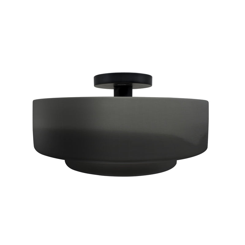 Justice Designs CER-6363-GRY-MBLK One Light Semi-Flush Mount, Gloss Grey