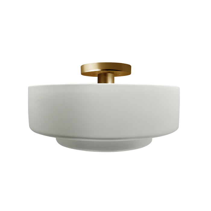 Justice Designs CER-6363-MAT-BRSS One Light Semi-Flush Mount, Matte White