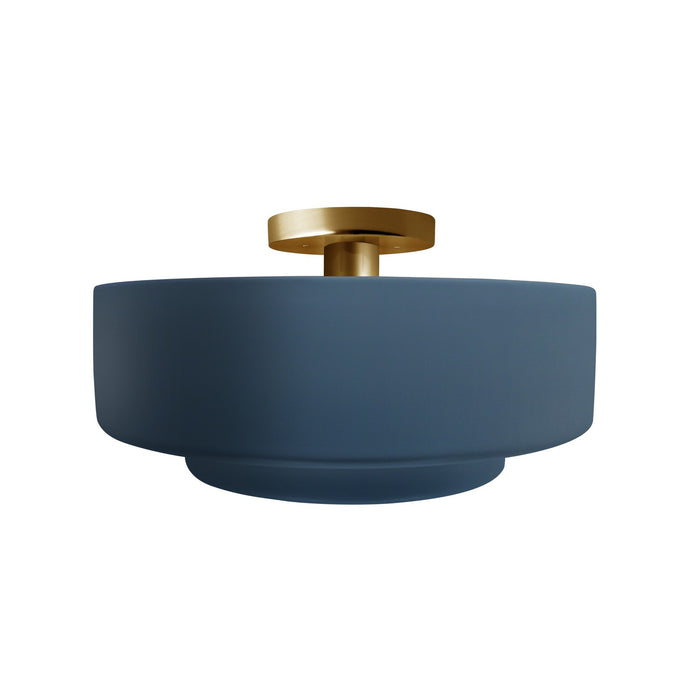 Justice Designs CER-6363-MDMT-BRSS One Light Semi-Flush Mount, Midnight Sky w/ Matte White