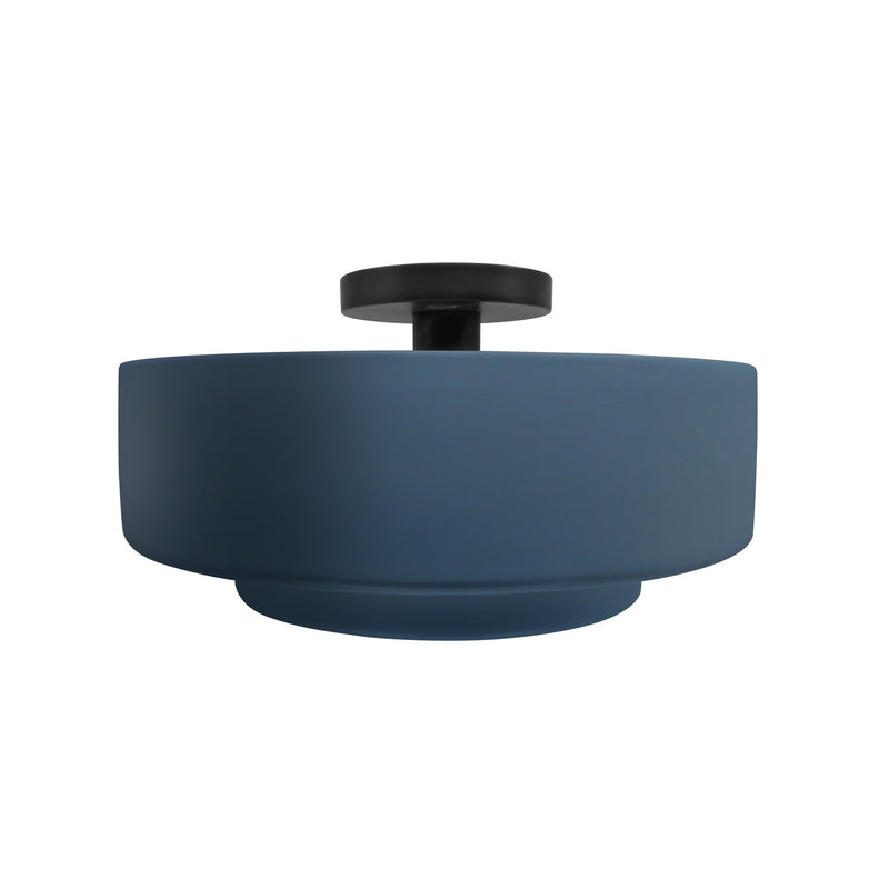 Justice Designs CER-6363-MDMT-MBLK One Light Semi-Flush Mount, Midnight Sky w/ Matte White