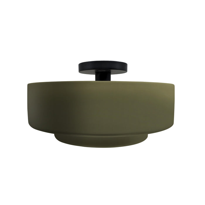 Justice Designs CER-6363-MGRN-MBLK One Light Semi-Flush Mount, Matte Green