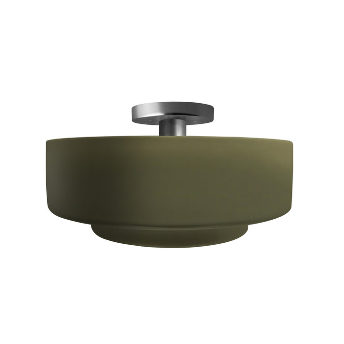 Justice Designs CER-6363-MGRN-NCKL One Light Semi-Flush Mount, Matte Green