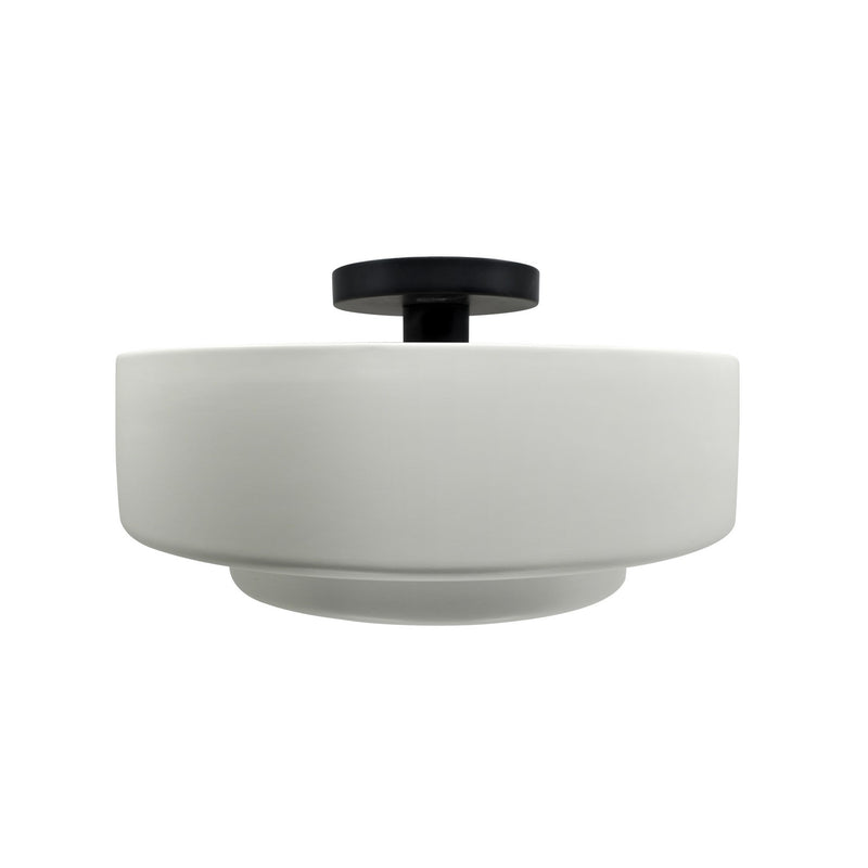 Justice Designs CER-6363-MTGD-MBLK One Light Semi-Flush Mount, Matte White w/ Champagne Gold