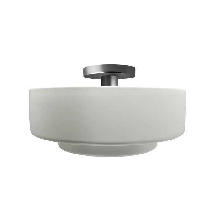 Justice Designs CER-6363-MTGD-NCKL One Light Semi-Flush Mount, Matte White w/ Champagne Gold