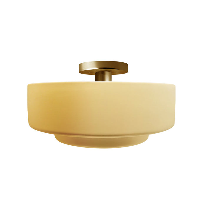 Justice Designs CER-6363-MYLW-BRSS One Light Semi-Flush Mount, Muted Yellow
