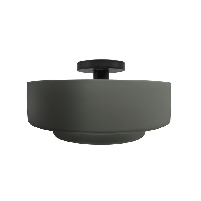 Justice Designs CER-6363-PWGN-MBLK One Light Semi-Flush Mount, Pewter Green