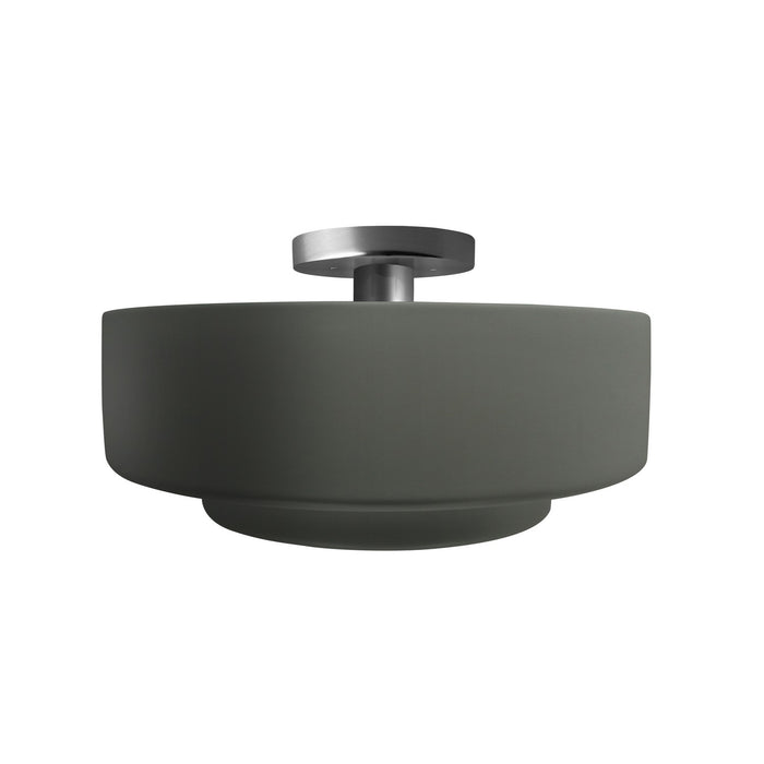 Justice Designs CER-6363-PWGN-NCKL One Light Semi-Flush Mount, Pewter Green