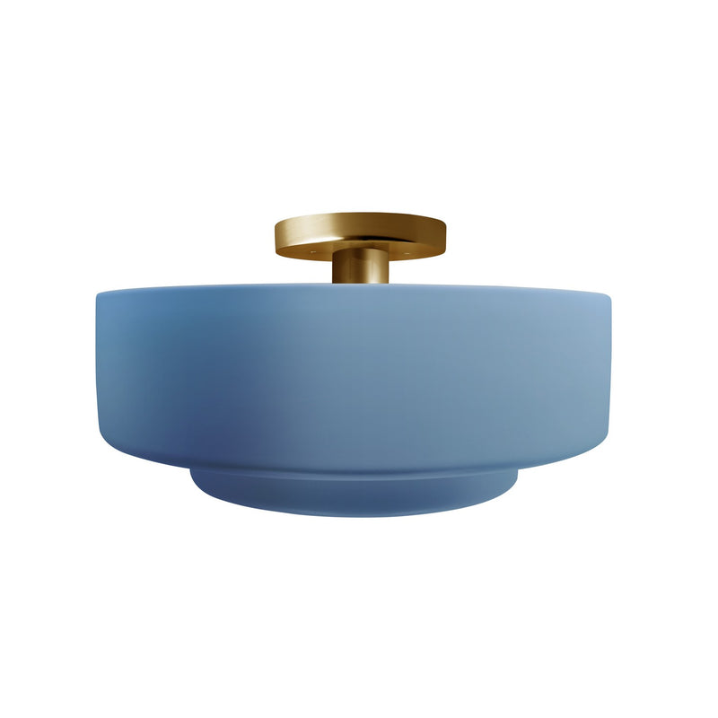 Justice Designs CER-6363-SKBL-BRSS One Light Semi-Flush Mount, Sky Blue