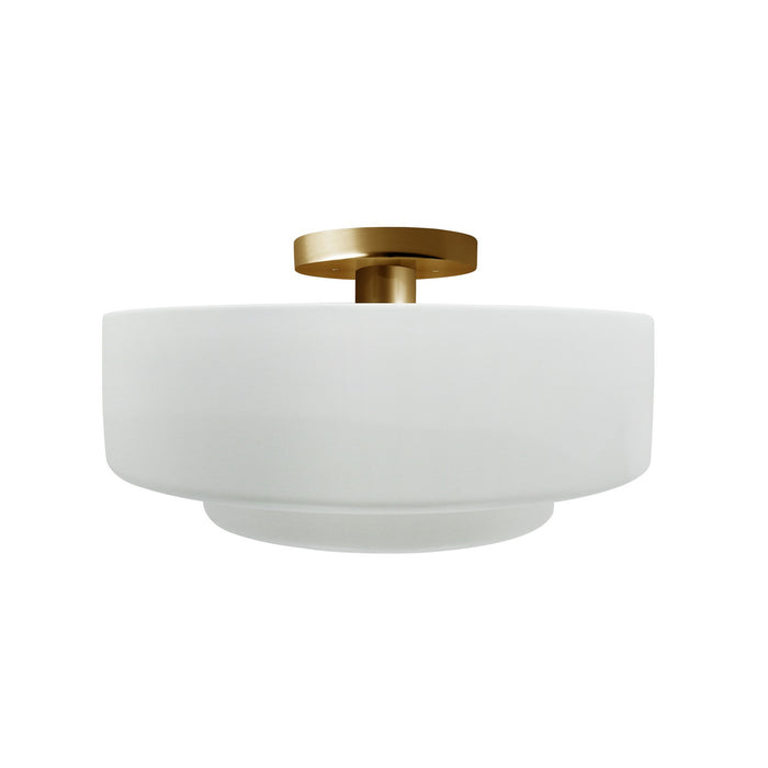 Justice Designs CER-6363-WHT-BRSS One Light Semi-Flush Mount, Gloss White