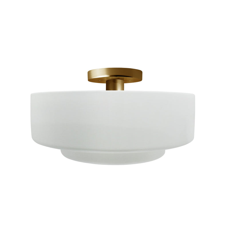 Justice Designs CER-6363-WTWT-BRSS One Light Semi-Flush Mount, Gloss White (outside and inside of fixture)
