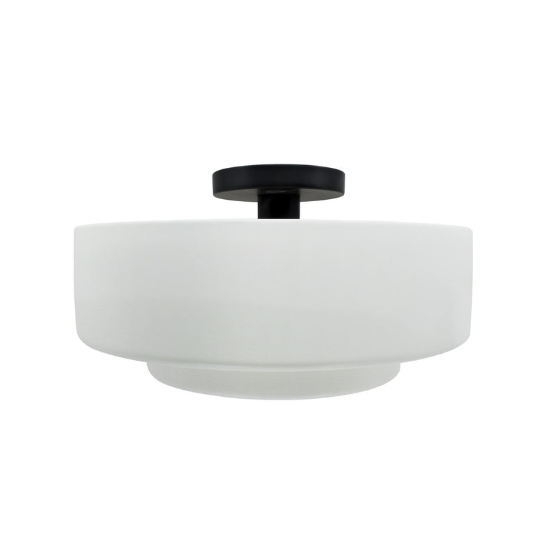 Justice Designs CER-6363-WTWT-MBLK One Light Semi-Flush Mount, Gloss White (outside and inside of fixture)