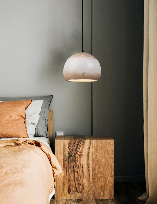 Justice Designs CER-6533-TRAG-MBLK-BKCD One Light Pendant, Greco Travertine