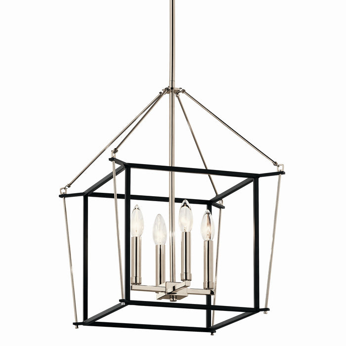 Kichler 52626PN Four Light Foyer Pendant, Polished Nickel
