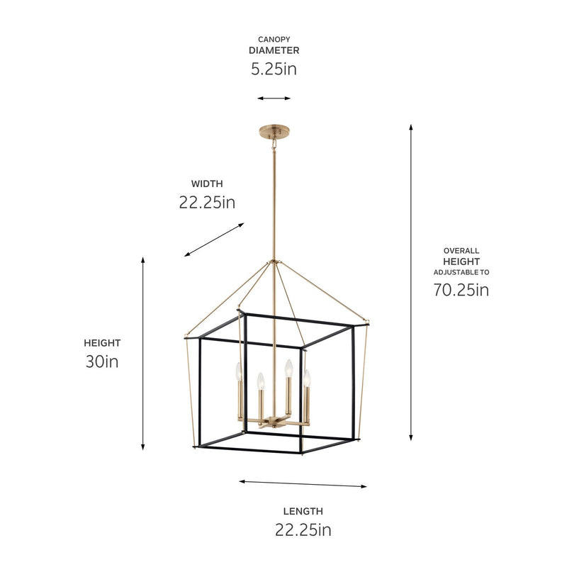 Kichler 52627CPZ Four Light Foyer Pendant, Champagne Bronze
