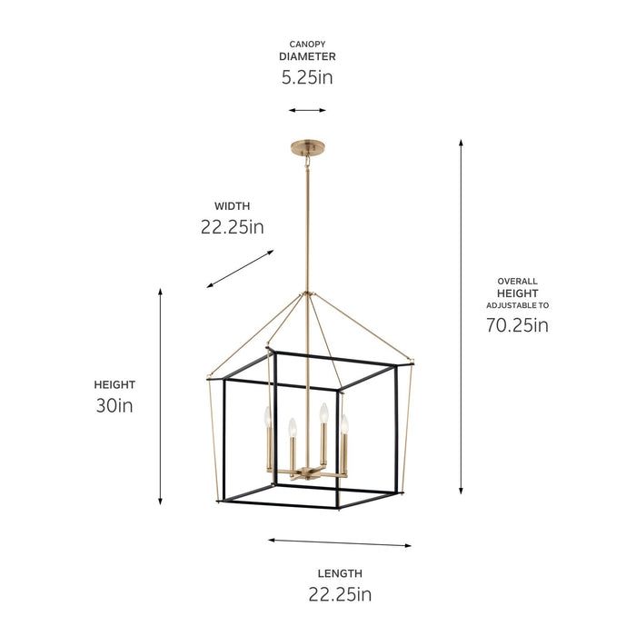 Kichler 52627CPZ Four Light Foyer Pendant, Champagne Bronze
