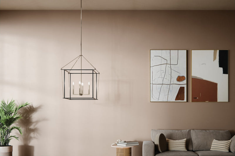 Kichler 52627PN Four Light Foyer Pendant, Polished Nickel