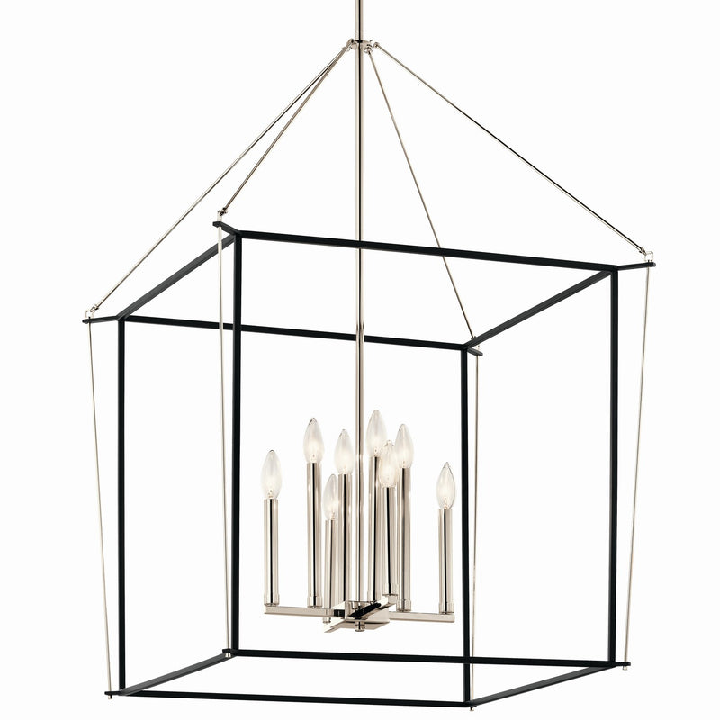Kichler 52628PN Eight Light Foyer Pendant, Polished Nickel