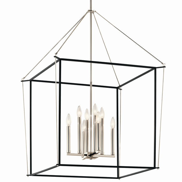 Kichler 52628PN Eight Light Foyer Pendant, Polished Nickel