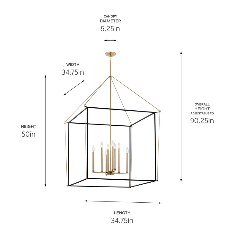Kichler 52629CPZ Eight Light Foyer Pendant, Champagne Bronze
