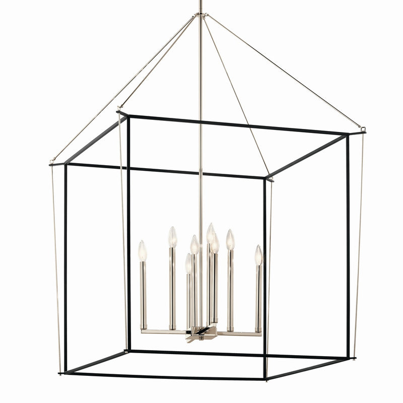 Kichler 52629PN Eight Light Foyer Pendant, Polished Nickel