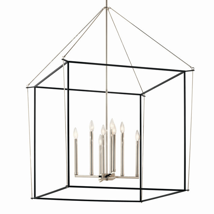 Kichler 52629PN Eight Light Foyer Pendant, Polished Nickel