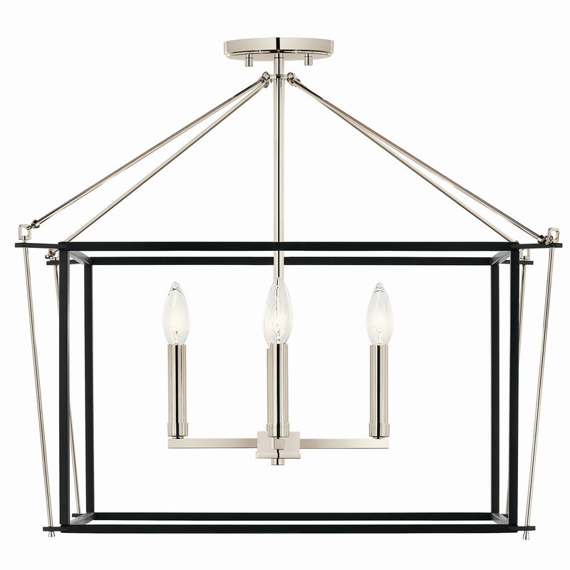 Kichler 52632PN Four Light Semi Flush Mount, Polished Nickel