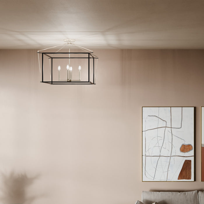 Kichler 52632PN Four Light Semi Flush Mount, Polished Nickel