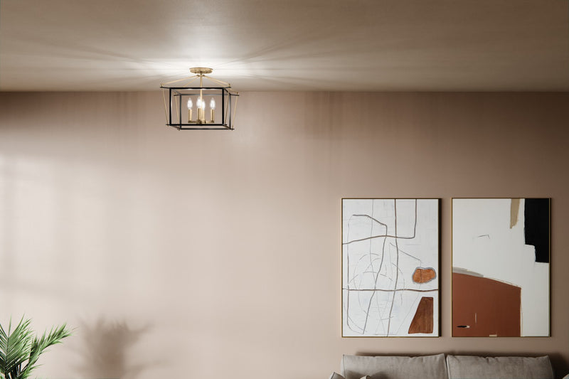 Kichler 52633CPZ Four Light Semi Flush Mount, Champagne Bronze