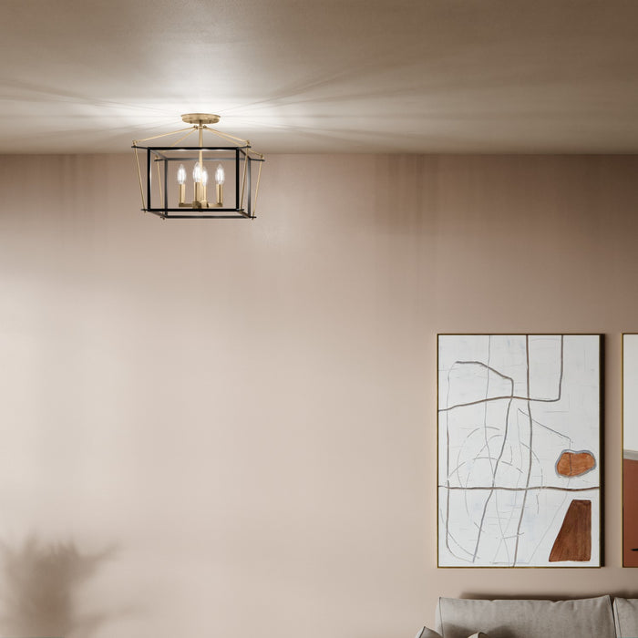 Kichler 52633CPZ Four Light Semi Flush Mount, Champagne Bronze