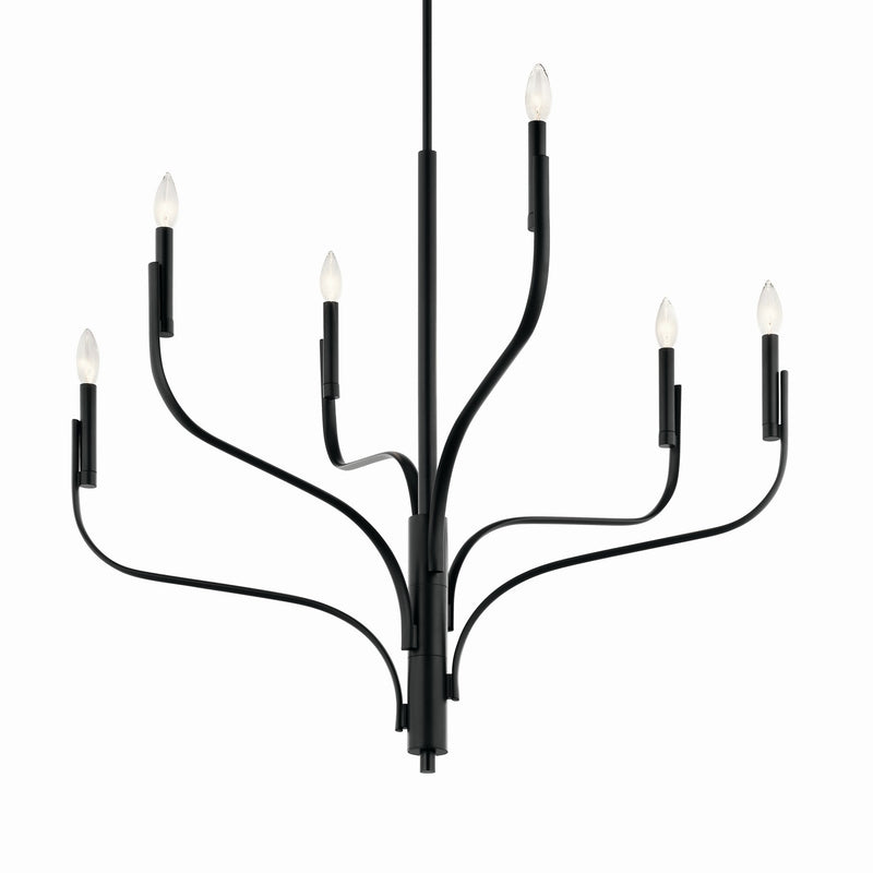 Kichler 52673BK Six Light Chandelier, Black