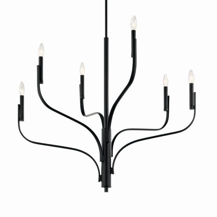 Kichler 52673BK Six Light Chandelier, Black