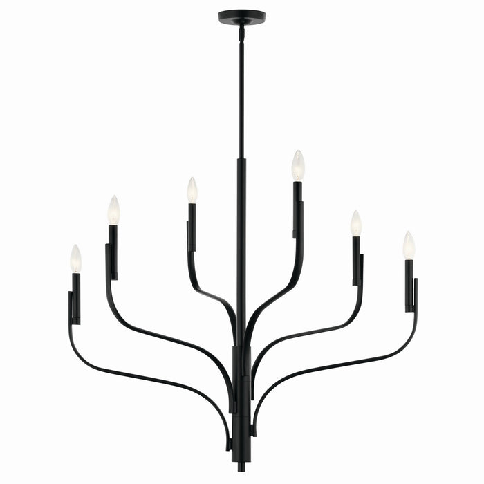 Kichler 52673BK Six Light Chandelier, Black