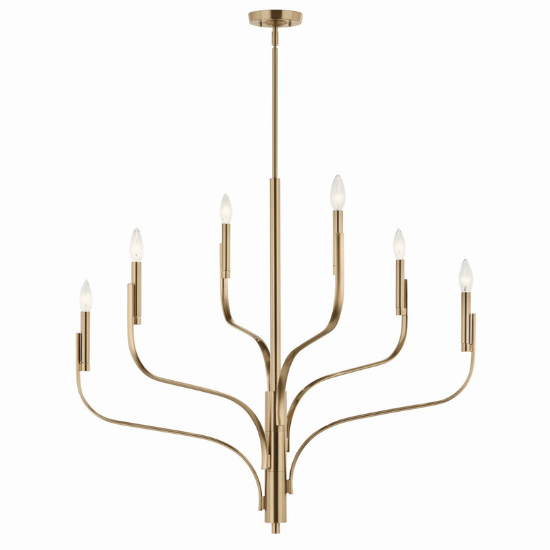 Kichler 52673CPZ Six Light Chandelier, Champagne Bronze