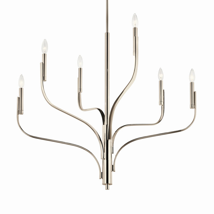 Kichler 52673PN Six Light Chandelier, Polished Nickel