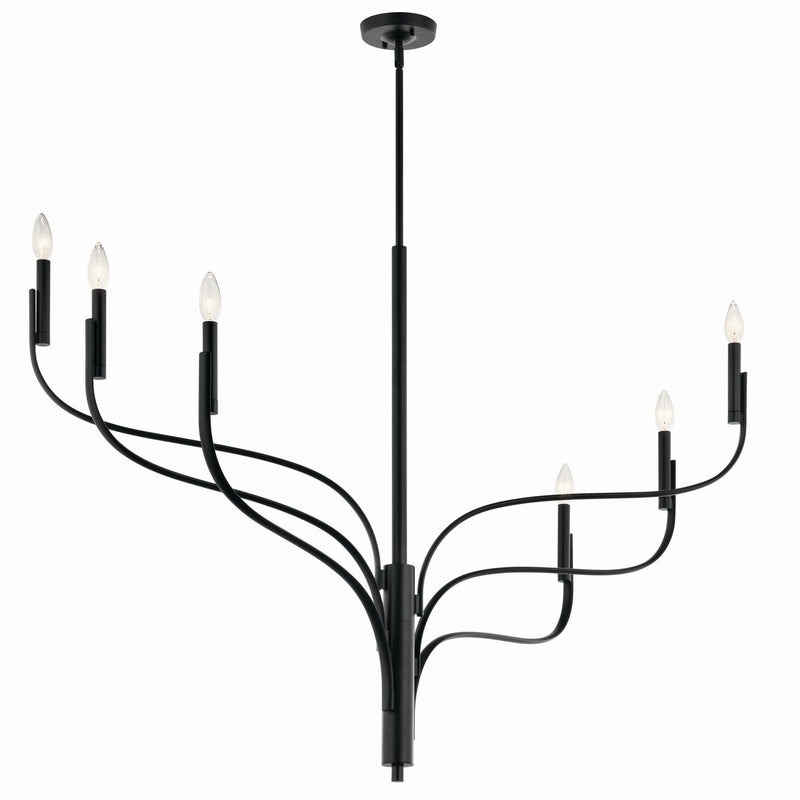 Kichler 52674BK Six Light Chandelier, Black