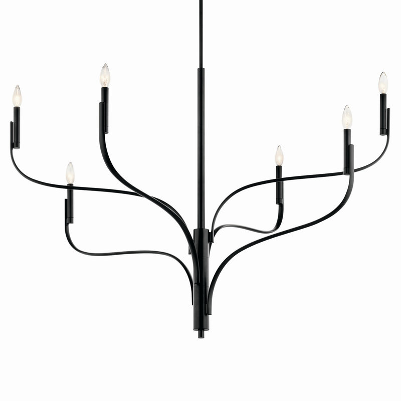 Kichler 52674BK Six Light Chandelier, Black