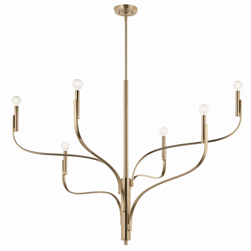 Kichler 52674CPZ Six Light Chandelier, Champagne Bronze