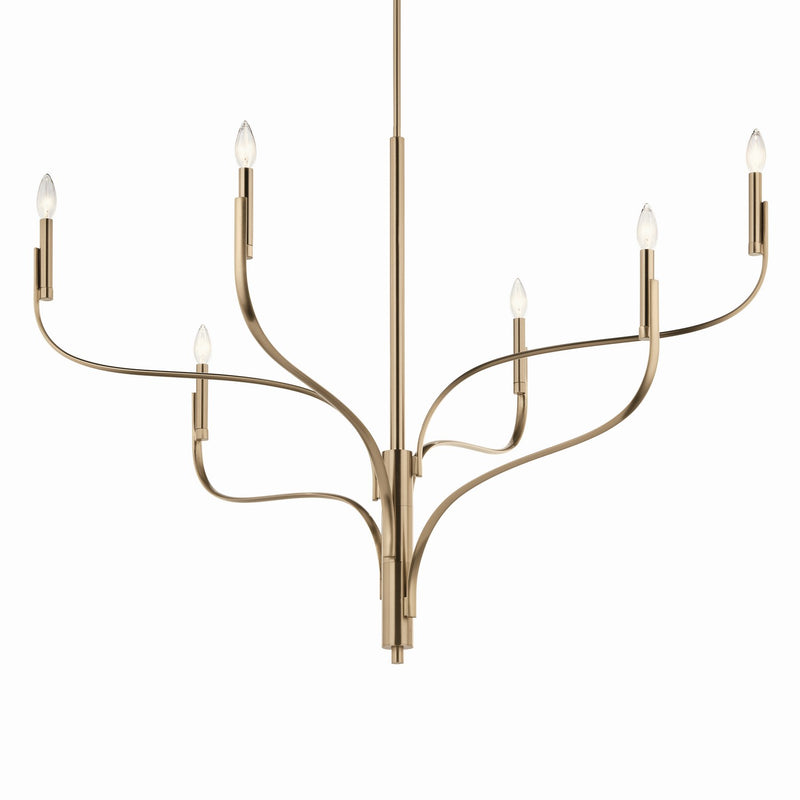 Kichler 52674CPZ Six Light Chandelier, Champagne Bronze