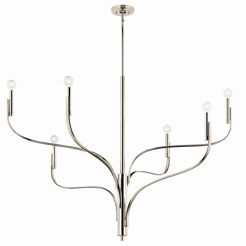 Kichler 52674PN Six Light Chandelier, Polished Nickel