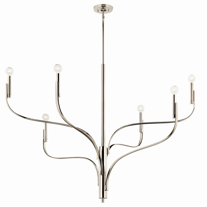 Kichler 52674PN Six Light Chandelier, Polished Nickel