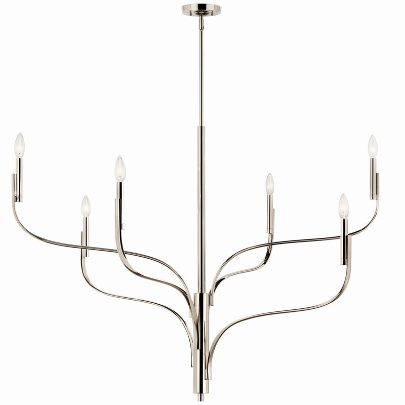 Kichler 52674PN Six Light Chandelier, Polished Nickel
