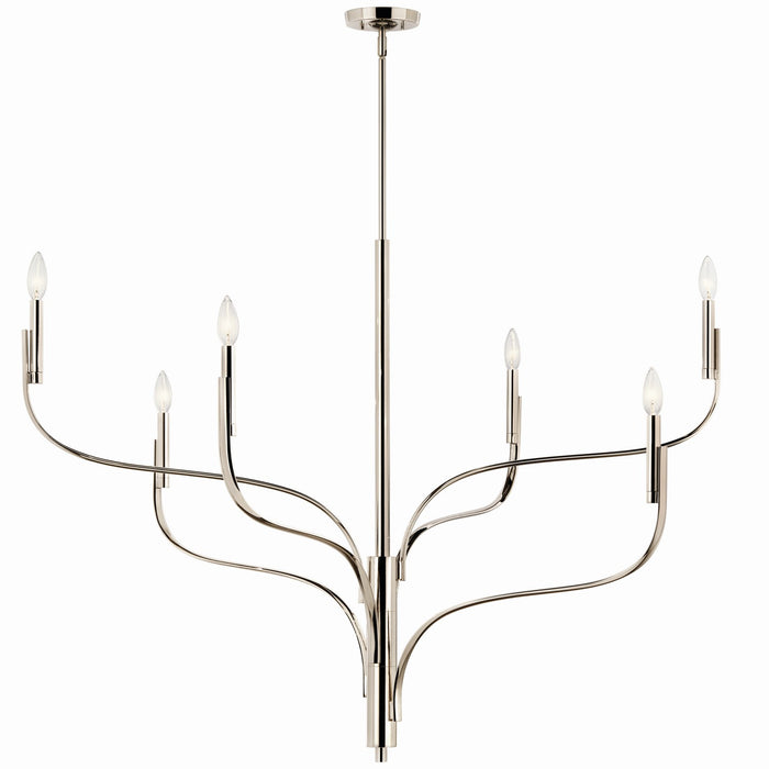 Kichler 52674PN Six Light Chandelier, Polished Nickel