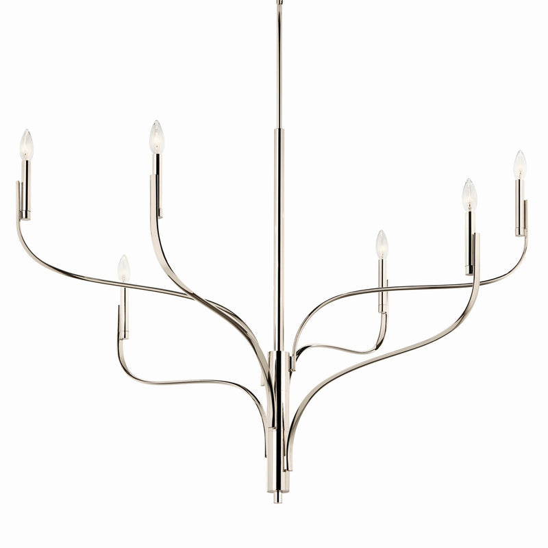 Kichler 52674PN Six Light Chandelier, Polished Nickel