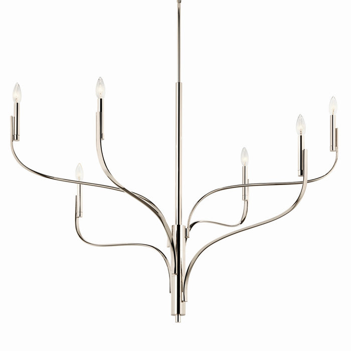 Kichler 52674PN Six Light Chandelier, Polished Nickel