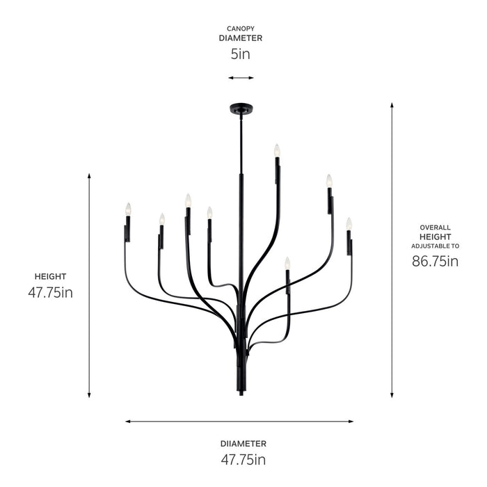 Kichler 52675BK Eight Light Chandelier, Black